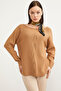 Boat Neck Motif Detailed Knitwear Sweater - Camel