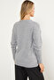 V-Neck Motif Knitwear Sweater - Gray - 5