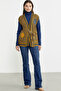 Color-Combined Belted Wool Knitwear Vest - Sun - 3