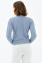 V-Neck Buttoned Hair Braided Knitwear Cardigan Blue - 4