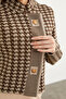 سترة تريكو بياقة واقفة منقوشة بنقشة Houndstooth - مينك - 5