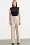 High Waist Pleated Palazzo Trousers - Stone
