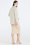 Women's Polo Collar Pocket Embroidered Knitwear Jacket - Light Beige - 3