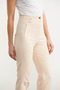 High Waist Skinny Leg Beige Fabric Trousers - 4