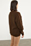 Honeycomb Knitted Crew Neck Knitwear Sweater - Brown - 5