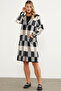 Colorful Long Cardigan with Block Pattern - Black - 3