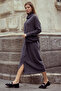 Degaje Collar Front Hair Braided Knitwear Dress - Dark Gray