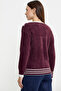 V-Neck Color Combination Knitwear Sweater - Burgundy - 6