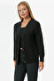 Buttoned Hair Braided Knitwear Cardigan - Black