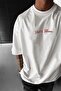 Men's Ecru White Devil and Angel Oversize Fit Loose Wide Fit Loose Cut T-Shirt - 2