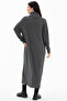 Degaje Collar Front Hair Braided Knitwear Dress - Dark Gray - 7