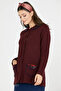 Baby Collar Embroidered Women's Knitwear Jacket - Claret Red - 2
