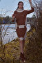 Full Fishing Sweater Skirt Knitwear Set - Bone - Tan