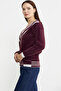 V-Neck Color Combination Knitwear Sweater - Burgundy - 5