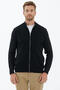 Stand Collar Zippered Knitwear Cardigan - Black - 2
