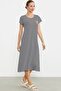 Embroidery Detailed Marine Combed Cotton Dress - Black - 4