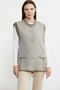 Ribbed Double Color Wool Knitwear Vest - Milk Coffee