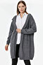 Hooded Long Knitwear Cardigan - Dark Gray