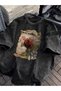Washed Retro Rose Printed Oversize Vintage Tshirt