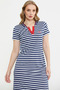 Marine Collar Detailed Combed Cotton Dress - Navy Blue - 3