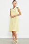 Polo Neck Marine Striped Dress - Yellow - 4