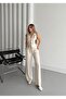 Women's Cream Tie-Detail Vest Pants Set