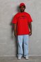 Men's Printed T-Shirt Short Sleeve Crew Neck Oversize T-Shirt - Red
