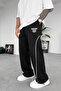 Black New York Leg Adjustable Detail Baggy Tracksuit