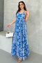 Women's Blue Ethnic Paisley Print Long Dress with Straps - 7