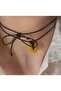 Lace up Adjustable String Murano Glass Flower Beaded Choker Necklace Flower Necklace - 4