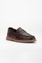 Genuine Leather Men's Loafer Shoes Brown College Model Flat Sole - 4
