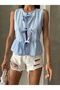 Trend Front Tie Front Ruffle Blouse - 4