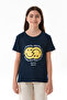 100% Cotton Smiley Face and Slogan Printed Girls' T-Shirt