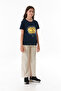 100% Cotton Smiley Face and Slogan Printed Girls' T-Shirt - 5