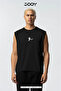 Black Football Player Printed Training Athlete Athlete Oversize Sleeveless T-Shirt