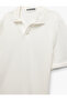 Cotton Regular Fit Textured Short Sleeve V-Neck Polo T-Shirt - 3
