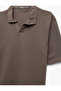 Cotton Regular Fit Textured Short Sleeve V-Neck Polo T-Shirt - 3