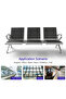 Banco Hf 3 Seater Metal Bench With Cushion - Modern Bench With Cushioned Seating & Mesh Back-Grey - 4