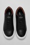 Genuine Leather Lace-Up Comfortable Casual Sneakers Black and White Men's Shoes - 2