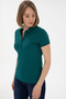 Women's Dark Green Basic Polo Neck T-Shirt 50305764 -Vr101 - 3