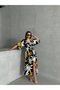 Women's Double Breasted Neck Slit Long Summer Dress - 5