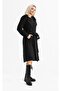 Long Sleeve Flannel Fall Belted Autumn and Winter Coat Black Syh - 6