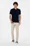 Men’s Navy Blue Slim Fit Polo Neck Basic T-Shirt 50305929-VR033 - 5