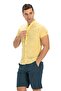 Short Sleeve Slub Cotton Bodrum Summer Men's Shirt Yellow 3073 - 6