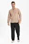 Long Sleeve Slub Cotton Bodrum Men's Summer Tshirt Brown 9010