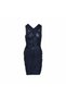 Çapraz Askılı Drapeli Lacivert Mini Elbise - 5