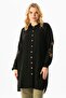 Long Sleeve Deck Shirt Collar Summer Muslin Tunic Black Black
