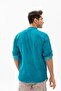 Long Sleeve Şile Cloth Bodrum Men's T-shirt Turquoise 9013 - 2