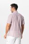 Short Sleeve Sile Cloth Single Pocket Men's Summer Shirt Claret Red Cream Striped 3080 - 2