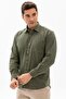 Long Sleeve Sile Cloth Single Pocket Men's Summer Shirt Khaki 3049